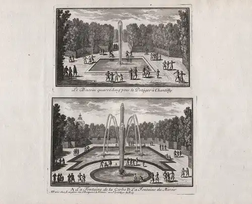 Le Basin quarré-long pres le Potager a Chantilly. / A La Fontaine de la Gerbe...- Chateau de Chantilly Schloß