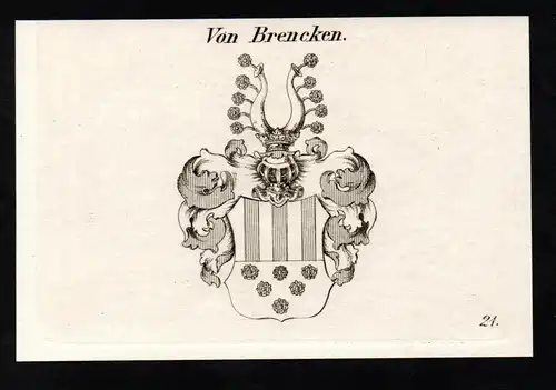 Von Brencken. - Brenken Wappen coat of arms Adel Heraldik heraldry