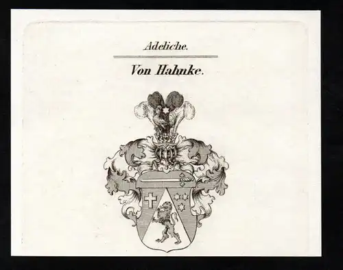 Von Hahnke. - Wappen coat of arms Adel Heraldik heraldry