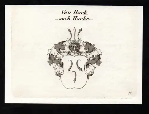 Von Hack. Auch Hacke. - Hacke Hake Wappen coat of arms Adel Heraldik heraldry