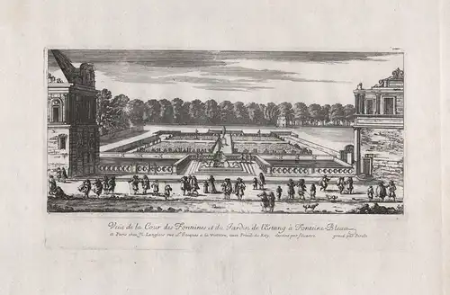 Veue de la Cour des Fonteines...- Chateau de Fontainebleau Schloß castle Bassin jardin Garten garden Architekt