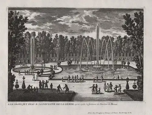 A. le Grand Jet d'Eau, B. la Fontaine de la Gerbe.- Chateau de Chantilly Oise jardin Garten garden Fountain fo