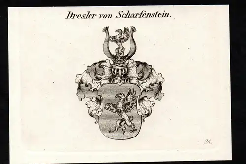 Dresler von Scharfenstein. - Wappen coat of arms Adel Heraldik heraldry
