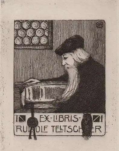 Exlibris für Rudolf Teltscher / Prag Böhmen Radierung etching