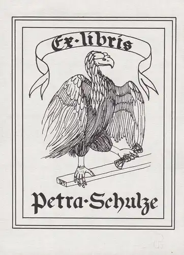 Exlibris für Petra Schulze / Eagle vulture Adler Geier