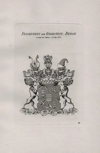 Freiherren von Goldstein-Berge - Goltstein Goldstein Berge Wappen coat of arms Heraldik heraldry