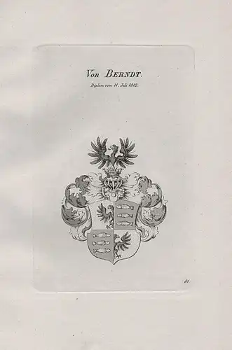 Von Berndt.  - Wappen coat of arms Heraldik heraldry