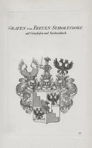 Grafen von Freyen-Seiboltsdorf auf Günzkofen und Niederaibach - Seiboldsdorf Wappen coat of arms Heraldik hera