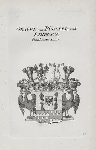 Grafen von Pückler und Limpurg, fränkische Linie. - Wappen coat of arms Heraldik heraldry