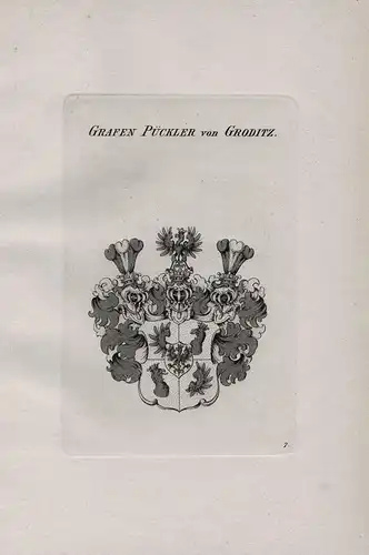 Grafen Pückler von Groditz - Wappen coat of arms Heraldik heraldry