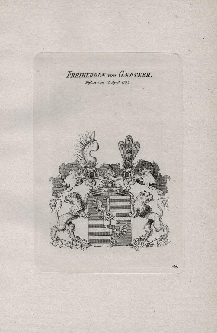 Freiherren von Gaertner Gärtner Wappen coat of arms Heraldik heraldry
