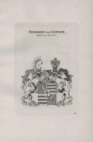 Freiherren von Gaertner - Gärtner Wappen coat of arms Heraldik heraldry