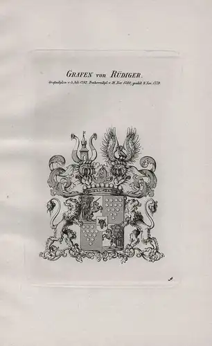 Grafen von Rüdiger - Wappen coat of arms Heraldik heraldry