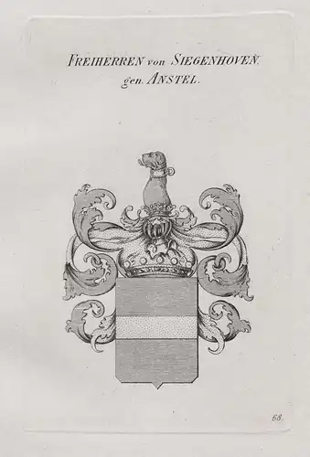 Freiherren von Siegenhoven gen. Anstel. - Wappen coat of arms Heraldik heraldry
