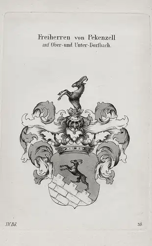 Freiherren von Pekenzell auf Ober- und Unter-Dorfbach - Wappen coat of arms Heraldik heraldry
