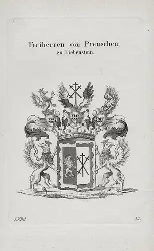 Freiherren von Preuschen, zu Liebenstein - Wappen coat of arms Heraldik heraldry