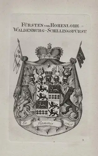 Fürsten von Hohenlohe-Waldenburg-Schillingsfürst - Wappen coat of arms Heraldik heraldry