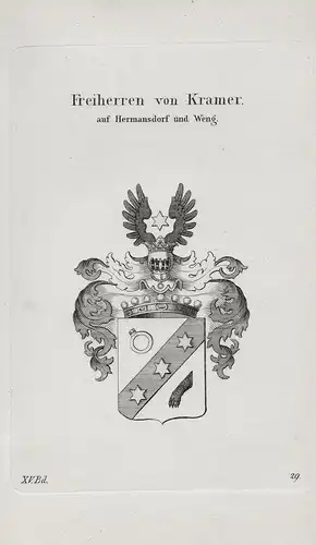 Freiherren von Kramer. auf Hermansdorf und Weng - Wappen coat of arms Heraldik heraldry
