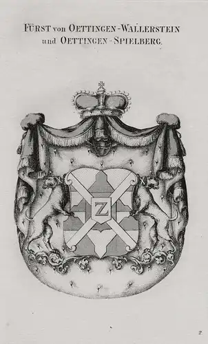 Fürsten von Oettingen-Wallerstein und Oettingen-Spielberg - Wappen coat of arms Heraldik heraldry