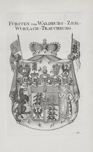 Fürsten von Waldburg-Zeil-Wurzach-Trauchburg - Wappen coat of arms Heraldik heraldry