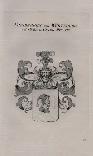 Freiherren von Würtzburg, auf Ober u. Unter Mitwitz - Wappen coat of arms Heraldik heraldry