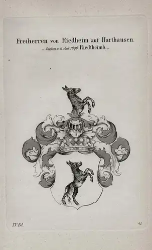 Freiherren von Riedheim auf Harthausen - Wappen coat of arms Heraldik heraldry