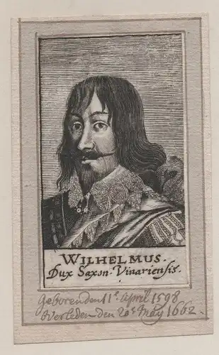 Wilhelmus. - Wilhelm von Sachsen-Weimar (1598-1662) Herzog Portrait