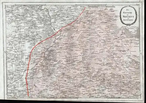 Die Gegend um Nogent le Rotrou - Nogent-le-Rotrou Combres Condeau - carte gravure map Karte engraving.