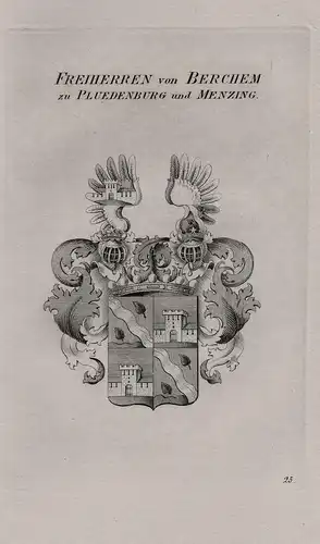 Freiherren von Berchem zu Pluedenburg und Menzing - Wappen coat of arms Heraldik heraldry