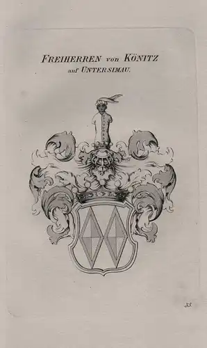 Freiherren von Könitz auf Untersimau - Wappen coat of arms Heraldik heraldry