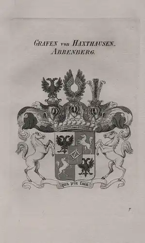 Grafen von Haxthausen-Abbenberg - Haxthausen zu Abbenburg Wappen coat of arms Heraldik heraldry