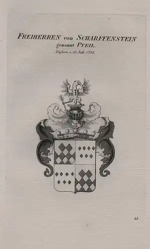 Freiherren von Scharffenstein genannt Pfeil - Wappen coat of arms Heraldik heraldry