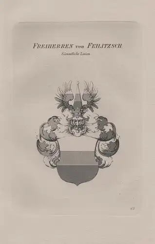 Freiherren von Feilitzsch. Sämmtliche Linien - Wappen coat of arms Heraldik heraldry