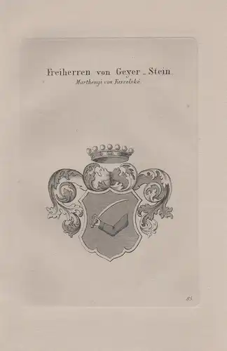 Freiherren von Geyer-Stein. Marthenyi von Kesselsko - Wappen coat of arms Heraldik heraldry