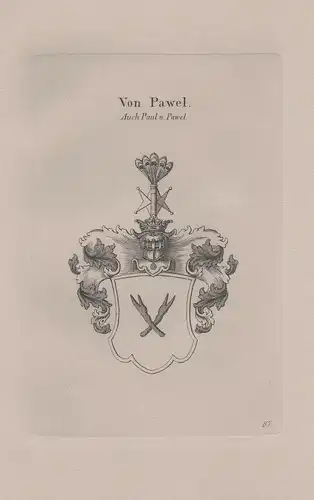 Von Pawel. Auch Paul u. Pawel. - Wappen coat of arms Heraldik heraldry