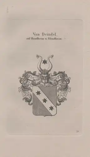 Von Deindel auf Hundheim u. Blindheim - Wappen coat of arms Heraldik heraldry