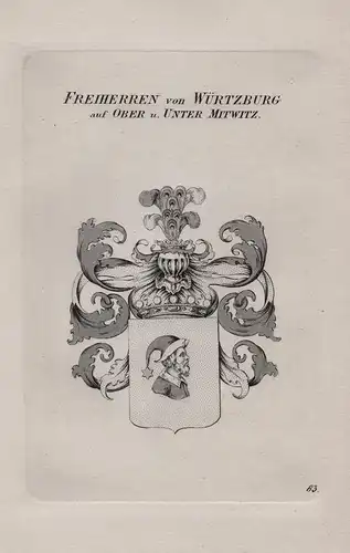 Freiherren von Würtzburg, auf Ober u. Unter Mitwitz - Wappen coat of arms Heraldik heraldry