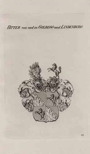 Ritter von und zu Goldegg und Lindenburg - Goldegg zu Lindenburg Wappen coat of arms Heraldik heraldry