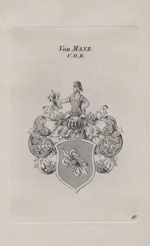 Von Manz. V. O. R. - Wappen coat of arms Heraldik heraldry