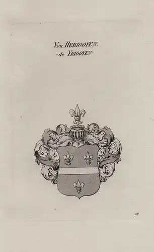 Von Herigoyen. - de Yrigoyen. - Wappen coat of arms Heraldik heraldry