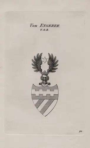 Von Engerer. V. O. R. - Wappen coat of arms Heraldik heraldry