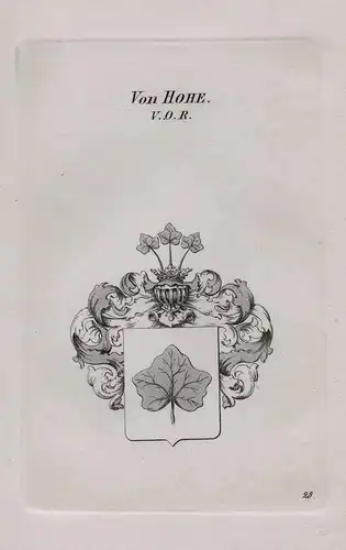 Von Hohe. V. O. R.  - Wappen coat of arms Heraldik heraldry