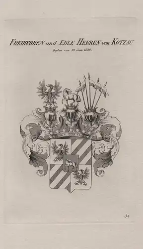 Freiherren und Edle Herren von Kotzau - Wappen coat of arms Heraldik heraldry