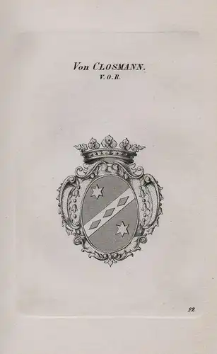 Von Closmann. V. O. R.  - Wappen coat of arms Heraldik heraldry