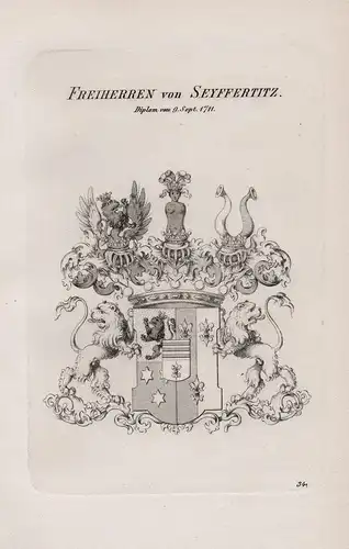 Freiherren von Seyffertitz. -  Wappen coat of arms Heraldik heraldry
