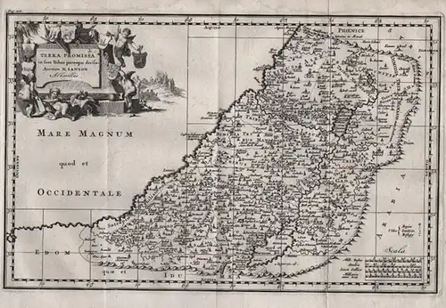 Terra Promissa. - Holy Land Promised Land Israel Palestine map Karte Kupferstich engraving