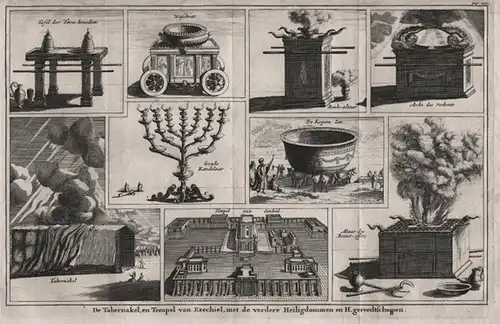 De Tabernakel, en Tempel van Ezechiel... - Judaica Jews ritual tools Juden judische Antiquitäten Kupferstich e