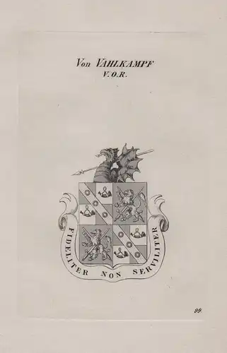 Von Vahlkampf V. O. R. - Wappen coat of arms Heraldik heraldry