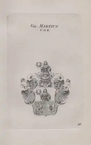 Von Martius V. O. R. - Wappen coat of arms Heraldik heraldry