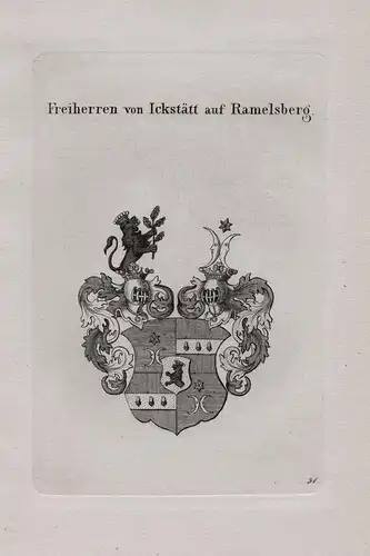 Freiherren von Ickstätt auf Ramelsberg - Wappen coat of arms Heraldik heraldry